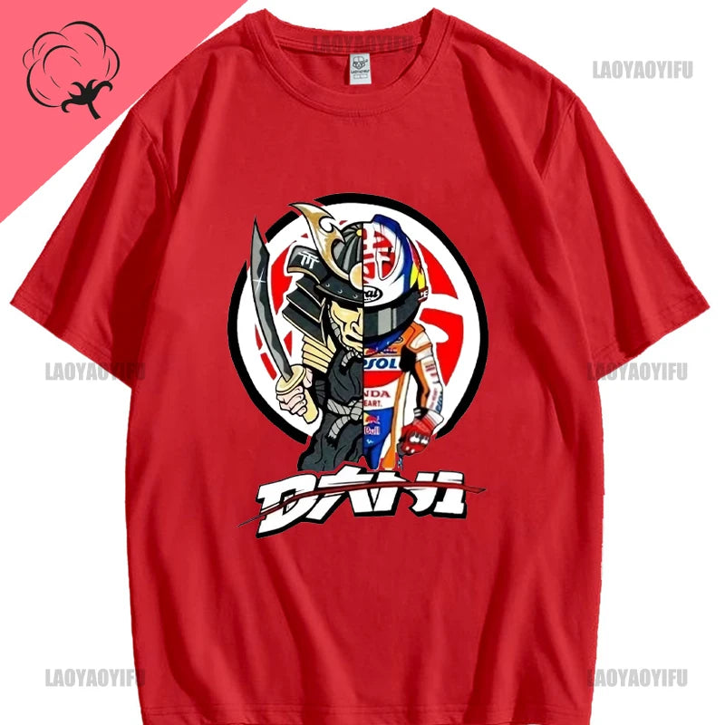 T-Shirt Men Harajuku Streetwear Dani Pedrosa Official Samurai T Shirt Printed T-Shirt Boys Top Cotton Tee Fashion