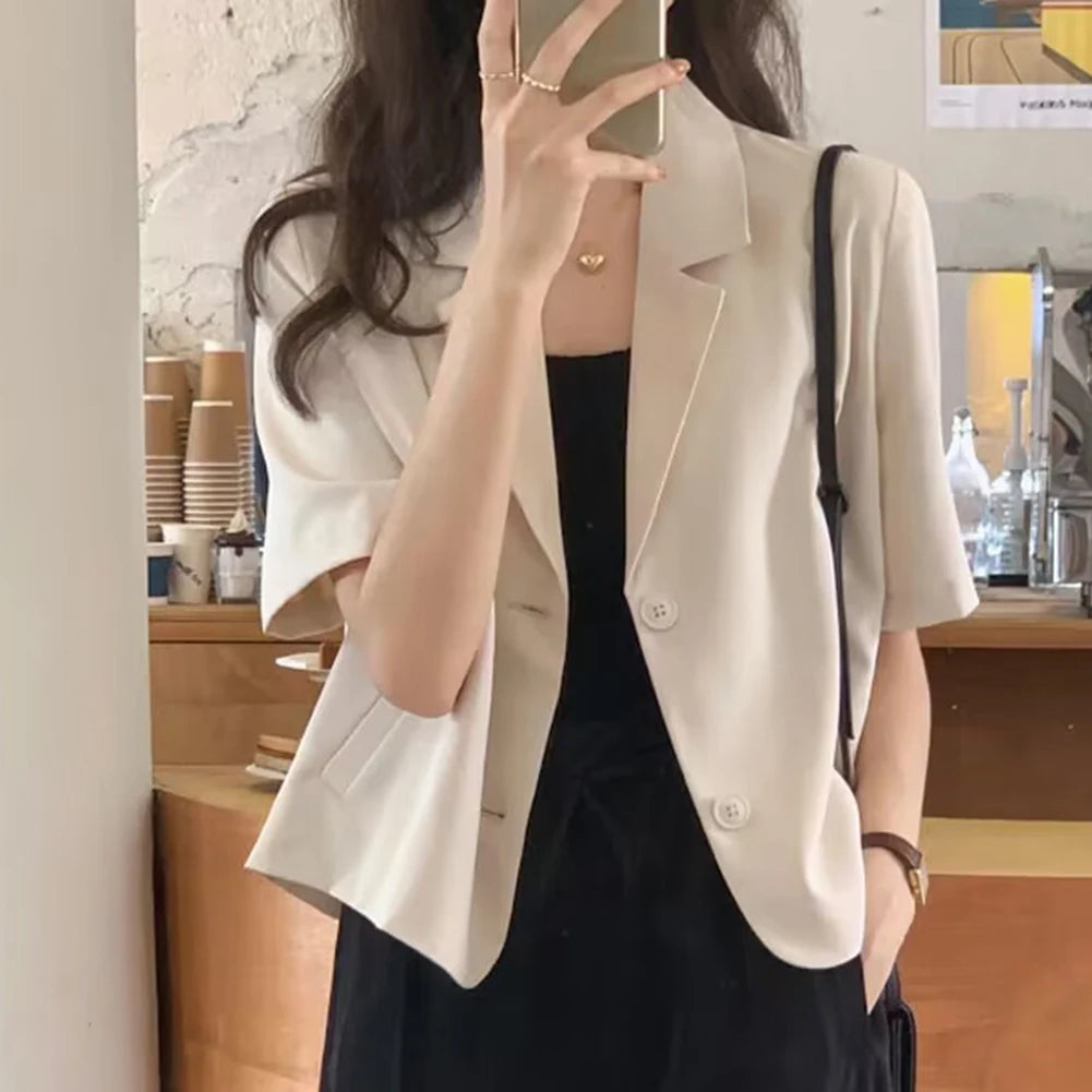 Summer Blazers Women Simple Leisure Loose Korean Style Youth Single Breasted Ladies Temperament Simple Fashion Classic
