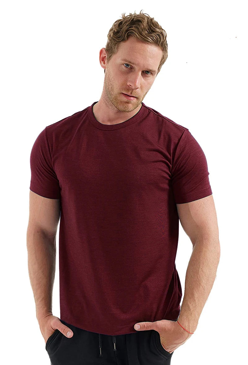 100% Superfine Merino Wool T shirt Mens Base Layer Merino Shirt Wicking Breathable Quick Dry Anti-Odor No-itch USA Size