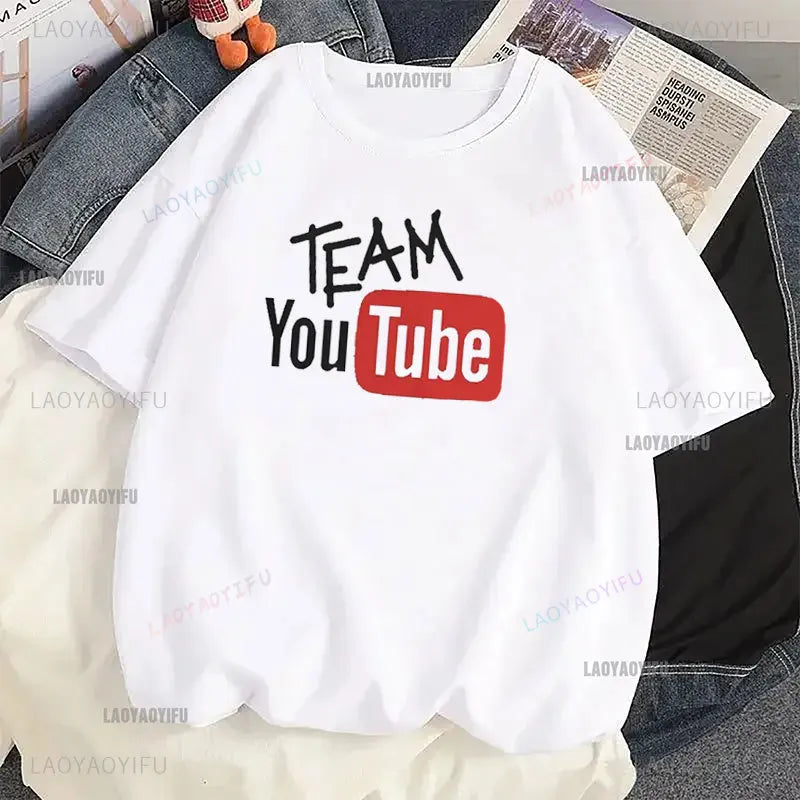 2024 YouTube Logo Print Lady T Shirts Brand Modal Tops Casual Custom Male Short-sleeved T-shirts Harajuku  Vintage T Shirt