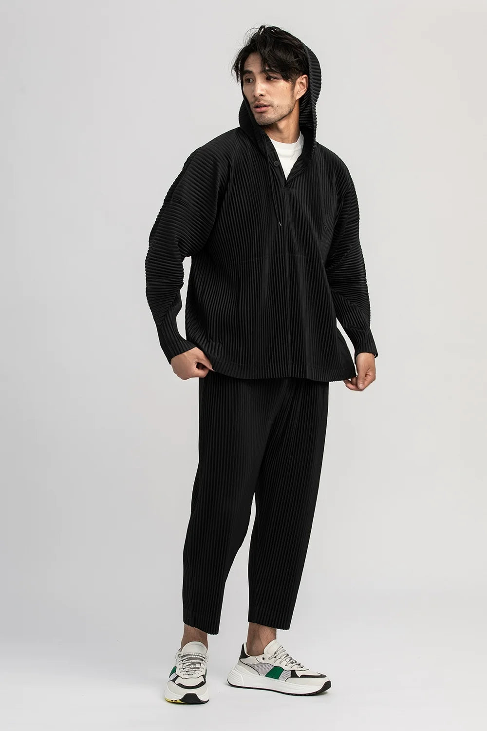 Miyake Pleated Pants Solid Tapered Pants Pencil Pants Four-season Casual Bottoms Japenese Streetwear Miyake Men