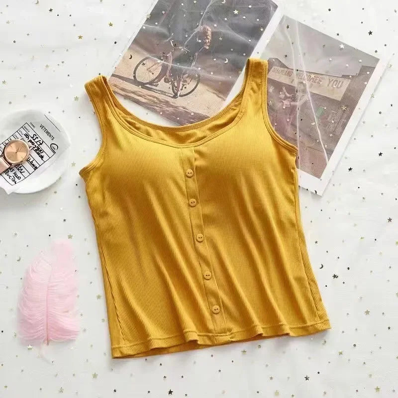 M-3XL For 35-75kg Modal Plus Size Women Camisole Top with Chest Pad Soft Comfortable Tank Tops