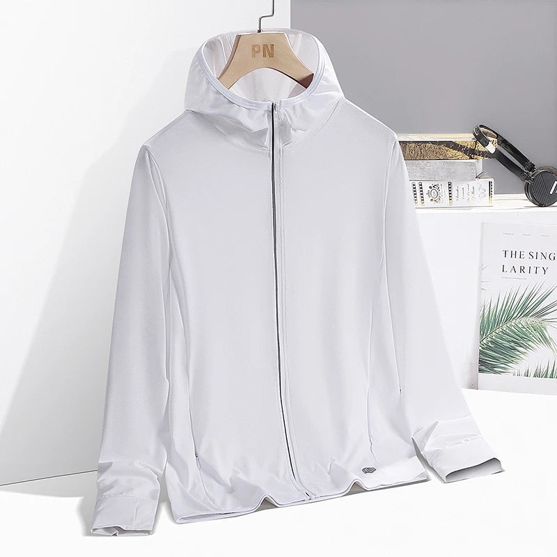 Outdoor Sunscreen Jacket Men's and Women's Summer Lightweight Breathable UV Hooded Coat Casual Running Fishing Men's windbreaker