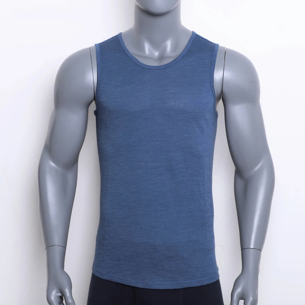 100% Merino Wool Tank Top Men Ultralight Merino Wool Base Layer Tank Tops Men Sleeveless Shirt Wicking Breathable Anti-Odor