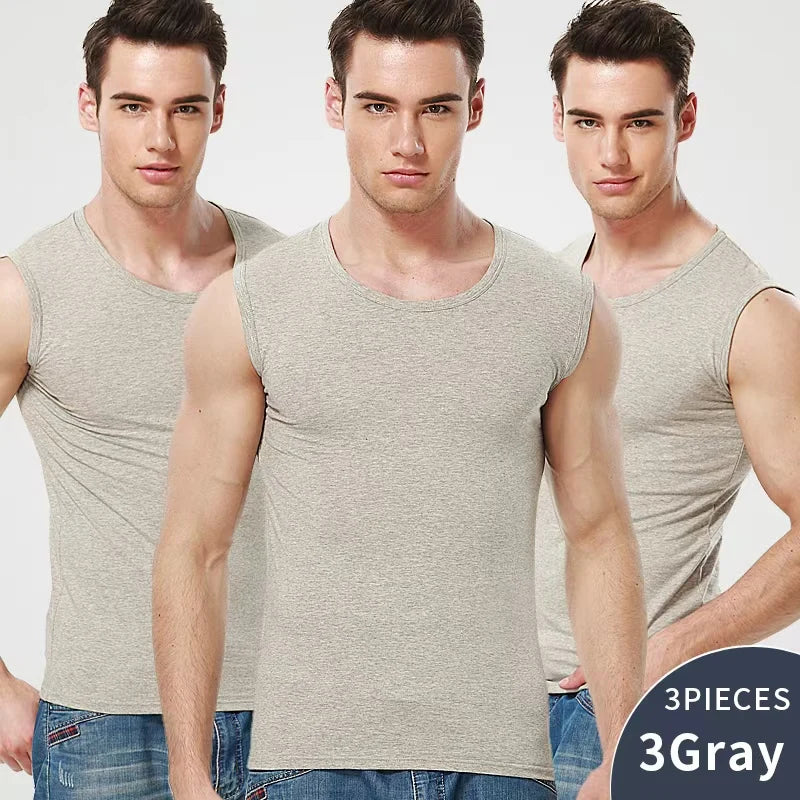 1/3/5 pcs Men's Cotton Sleeveless Thin Vest Young Men's Wide-shouldered Sports Fitness Slim Vest Thin Joker Tight Vest Breathabl
