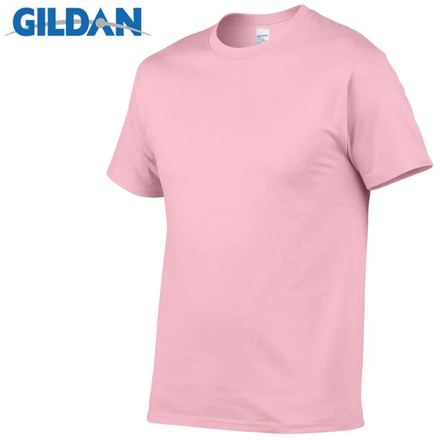 Gildan Brand Summer Casual T-Shirt Men's Short Sleeve Top 100% Cotton Solid Color Sweatshirt Comfortable Breathable Men Clothing