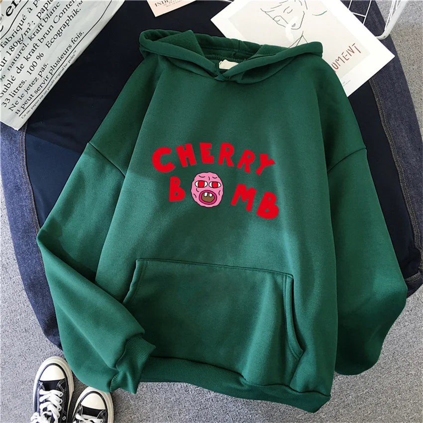Winter Womens Hoodie The Creator Cherry Bomb Graphic Vintage Hip Hop Sweatshirts Casual Streetwear Unisex Pullover Women Hoodies