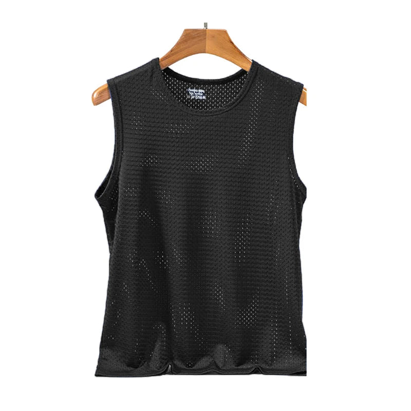 Summer Mesh Tank Top Men Gym Fitness Quick Dry T-shirt Mens Clothing Slim Fit Bodybuilding Sleeveless Shirts Men Basketball Vest