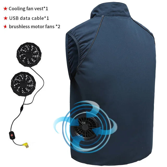 Men Summer Air Conditioning Clothing Fan Cooling Vest 2022 New USB Charging Cooling Sport Man Outdoor Solid Color Coat Plus Size