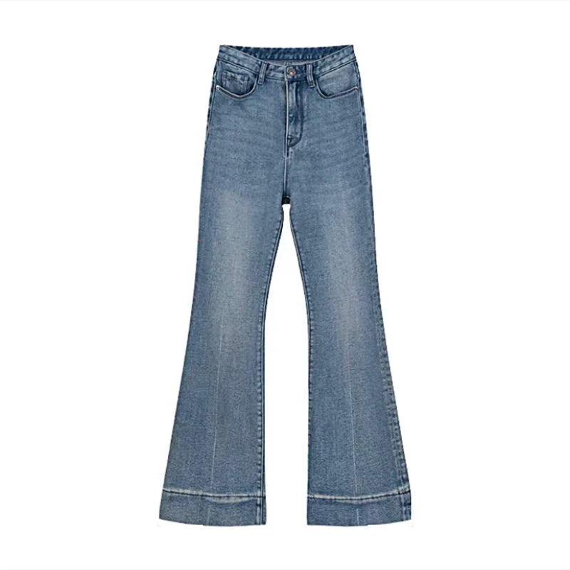 REDDACHiC Tall Girl Casual Flare Jeans Plain Whiskers Bootcut Pants High Waist Long Trousers Work Office Korean Women Clothes