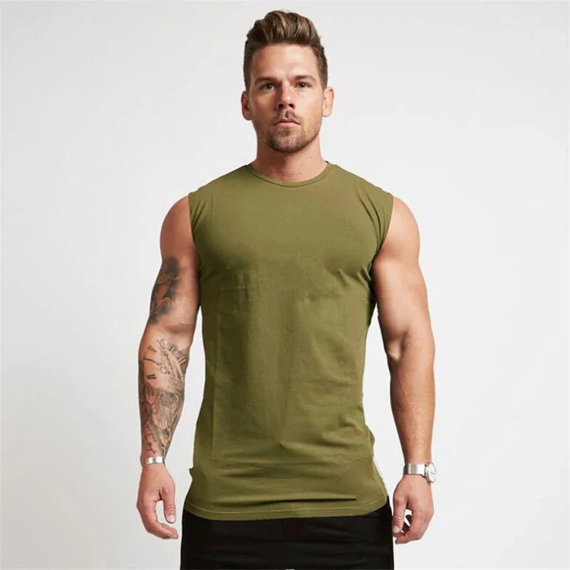 Summer Compression Gym Tank Top Men Cotton Bodybuilding Fitness Sleeveless T Shirt Workout Clothing Mens Sportswear Muscle Vests