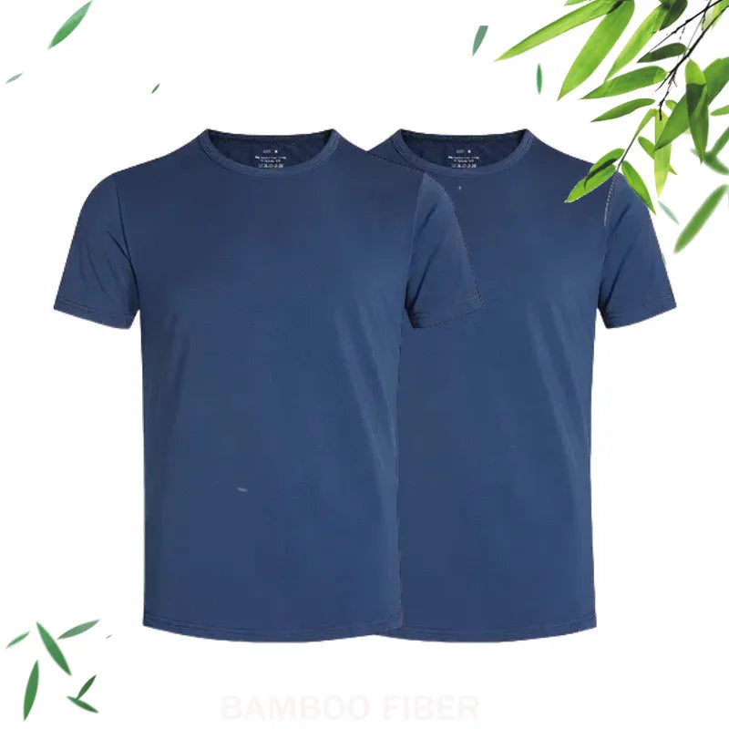 2 PCS Bamboo Fiber Viscose T Shirt For Men Short Sleeve Summer Breathable Tops Tees Plus Size Slim Fit Men's Clothing Running XL