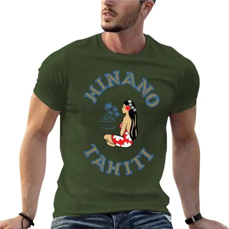 Hinano Tahiti Beer Gift Oversized T-Shirt Brand Men Clothing 100% Cotton Streetwear Large Size Top Tee