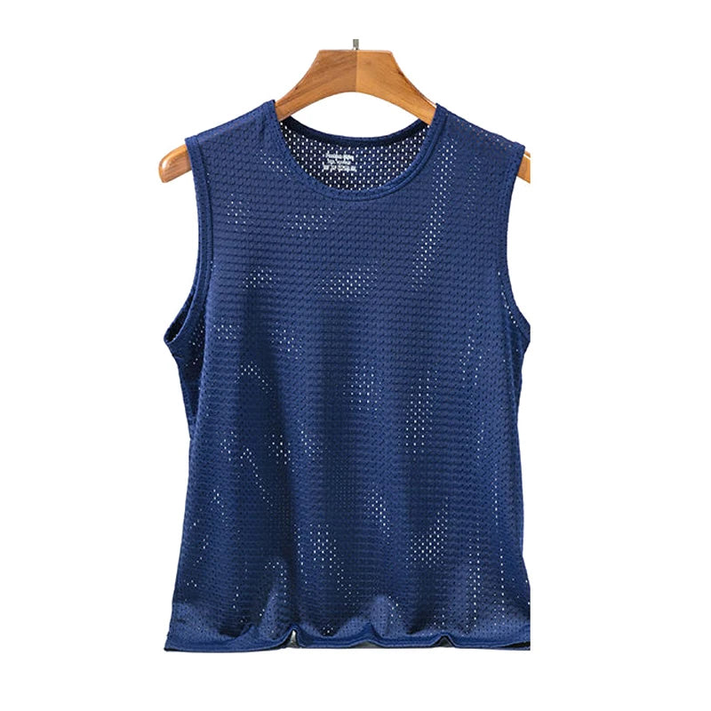 Summer Mesh Tank Top Men Gym Fitness Quick Dry T-shirt Mens Clothing Slim Fit Bodybuilding Sleeveless Shirts Men Basketball Vest