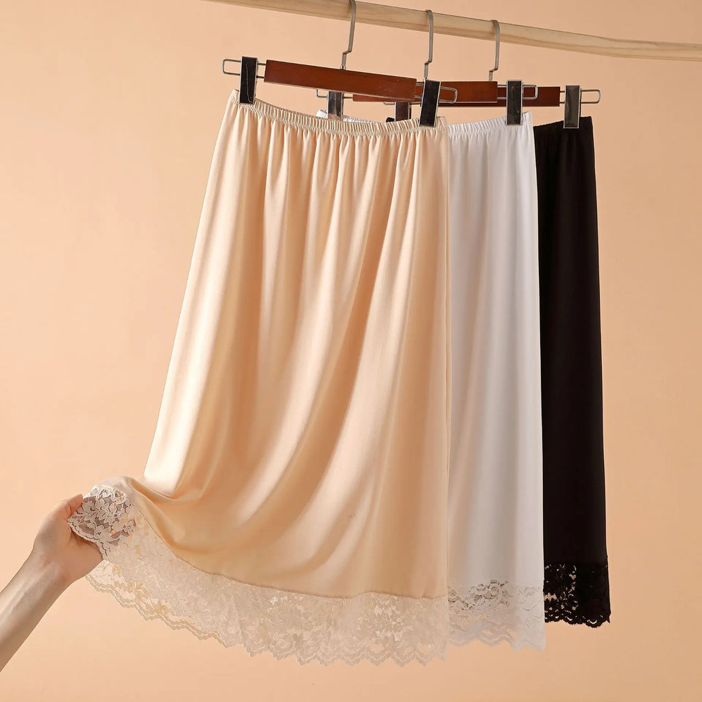 Women High Elastic Lace Pleated Skirts Summer Fashion White Black Skin Sleepwear Party Vestidos LGHX-521