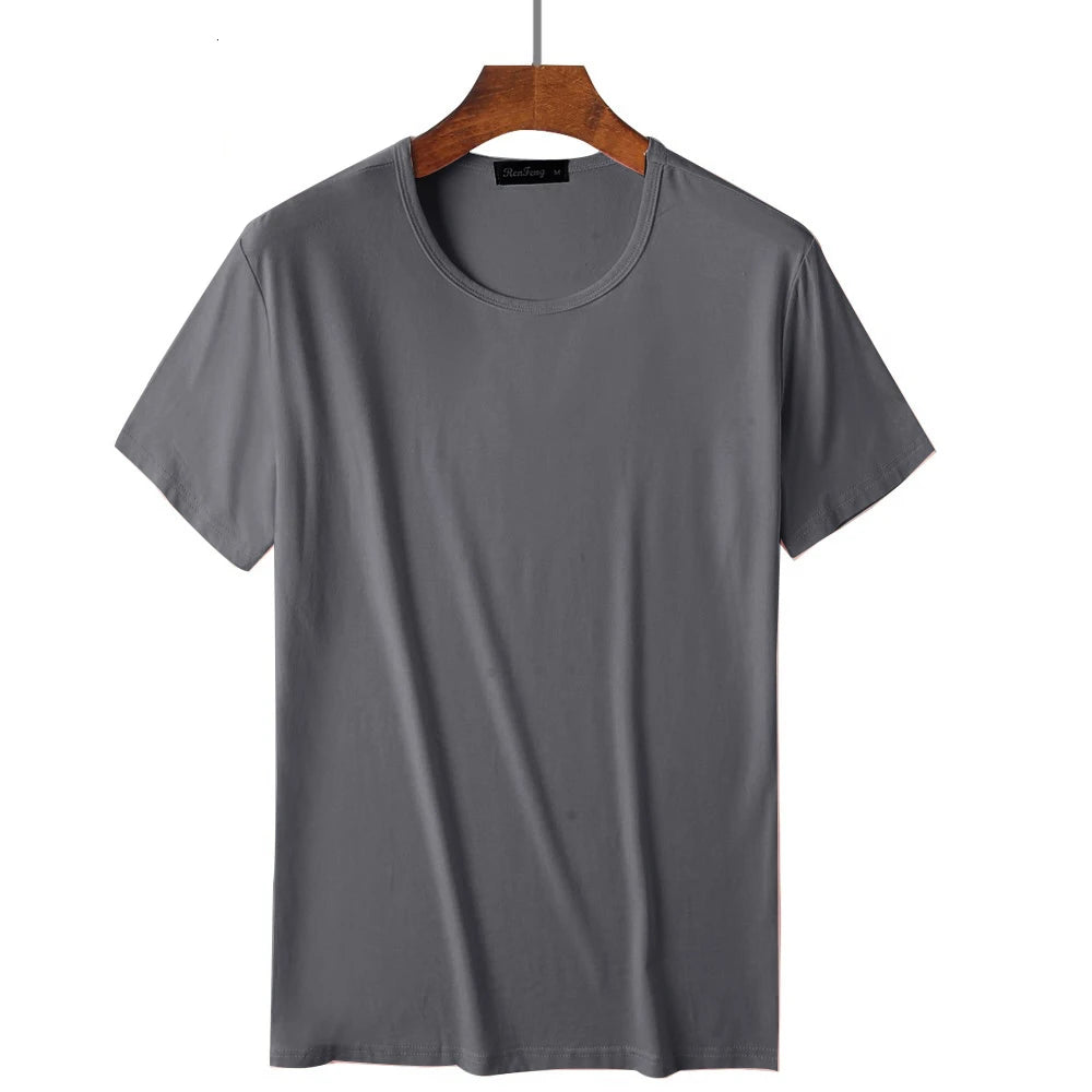2 PCS Bamboo Fiber Viscose T Shirt For Men Short Sleeve Summer Breathable Tops Tees Plus Size Slim Fit Men's Clothing Running XL