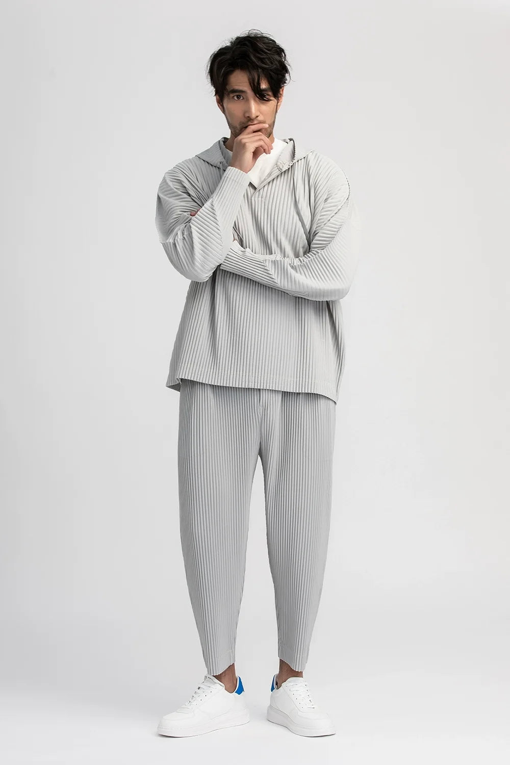 Miyake Pleated Pants Solid Tapered Pants Pencil Pants Four-season Casual Bottoms Japenese Streetwear Miyake Men