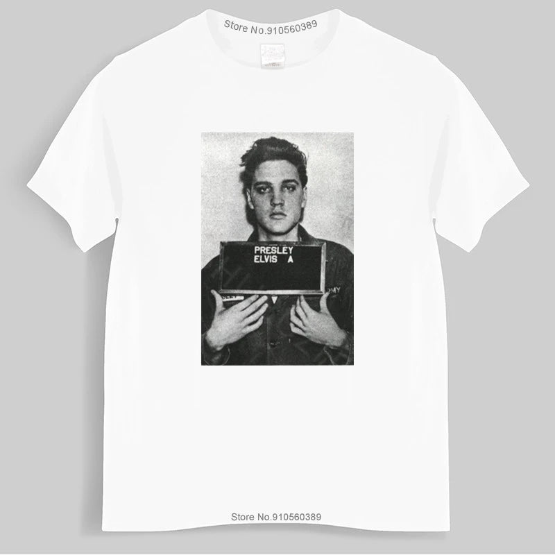 Authentic Presley Mug Shot Arrested Jail Photo Picture T-shirt men cotton tshirt summer brand Tee-shirt