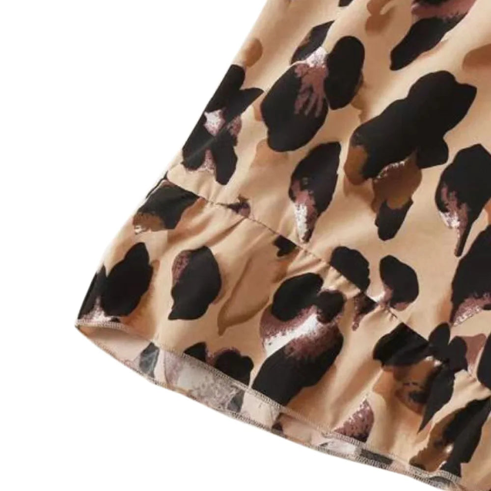 European And American Fashion Sexy Women's Neck Tie Leopard Print Suspender One-Piece Shorts New Cross-Border Source