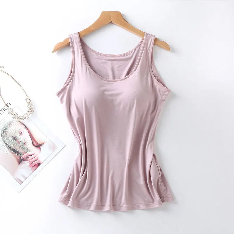 Ice Silk Tank Top Wireless Padded Lingerie Push Up Seamless Padded Vest Crop Top Tee Camisole Built In Bra Sleep Soutien Gorge