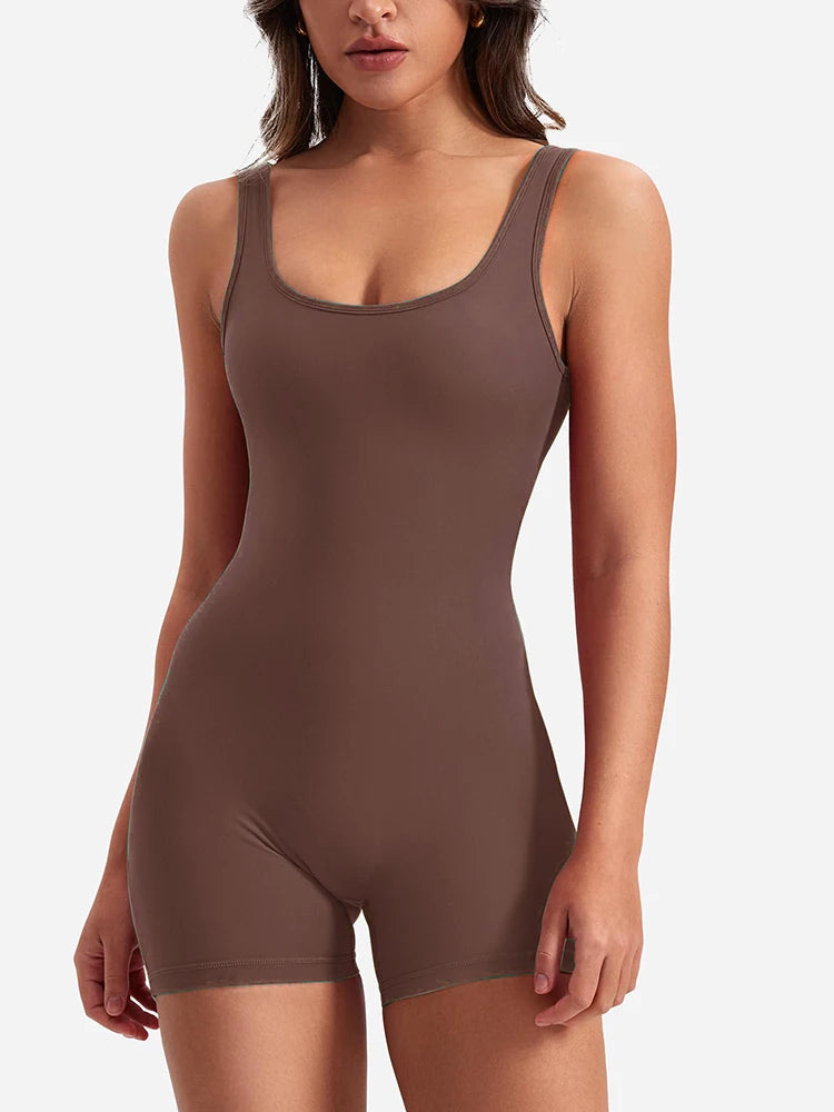 2024 Summer New Women's Yoga One Piece One Piece Vest Sleeveless One Piece Sports Shorts Fitness Sports One Piece