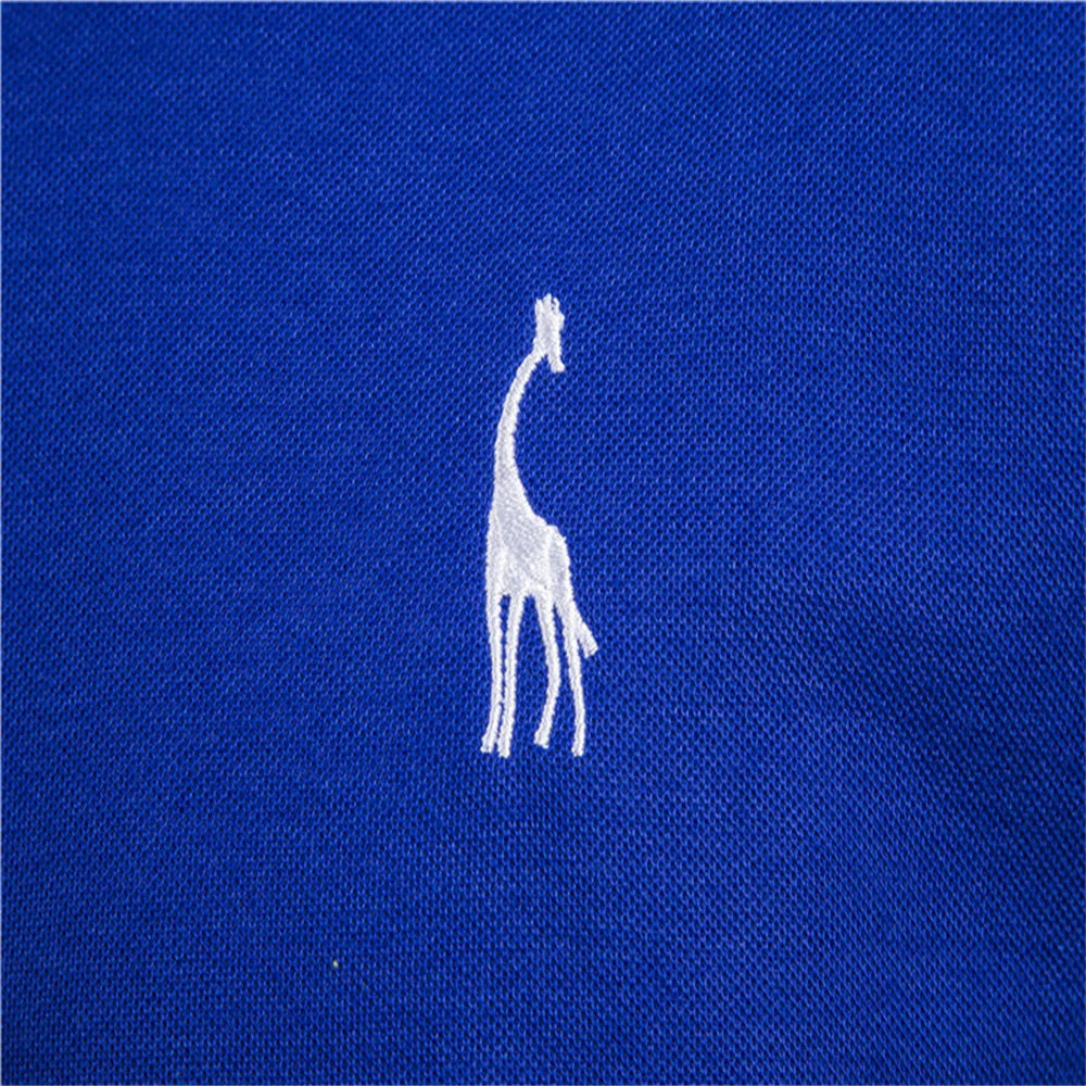 Dropshipping 5 Sets Polo Giraffe Shirt Men Quality Embroidery Summer Short Sleeve Polo Casual Business Social Mens Polos BR Size