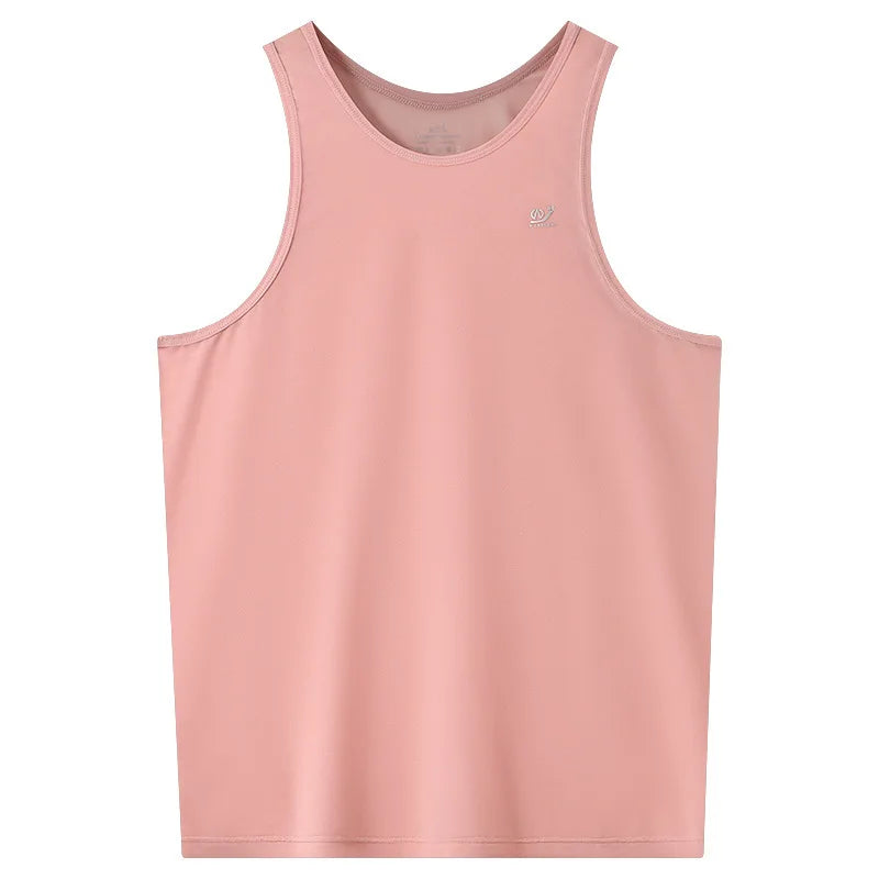 Summer Sports Vest Men Breathable Tank Tops Cool Ice Silk Sleeveless T-shirts Quick Drying Undershirts Male Gym Fitness Singlet