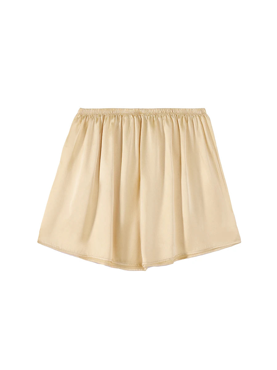 SuyaDream, Woman 100%Real Silk Shorts, 19mm, Elastic Waist, Comfortable Healthy Home Shorts, 2024 Spring Summer Pants, White