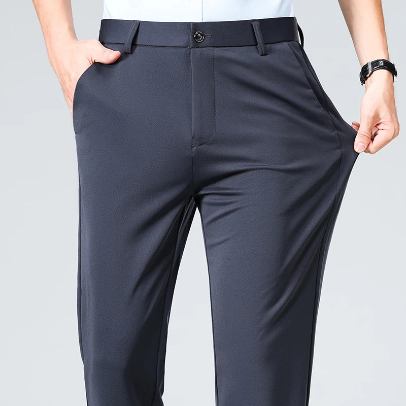 Spring Summer Mens Stretch Casual Pants Classic Business Dress Pants Khaki Suit Pants Formal Dress Pants Male Black Trousers
