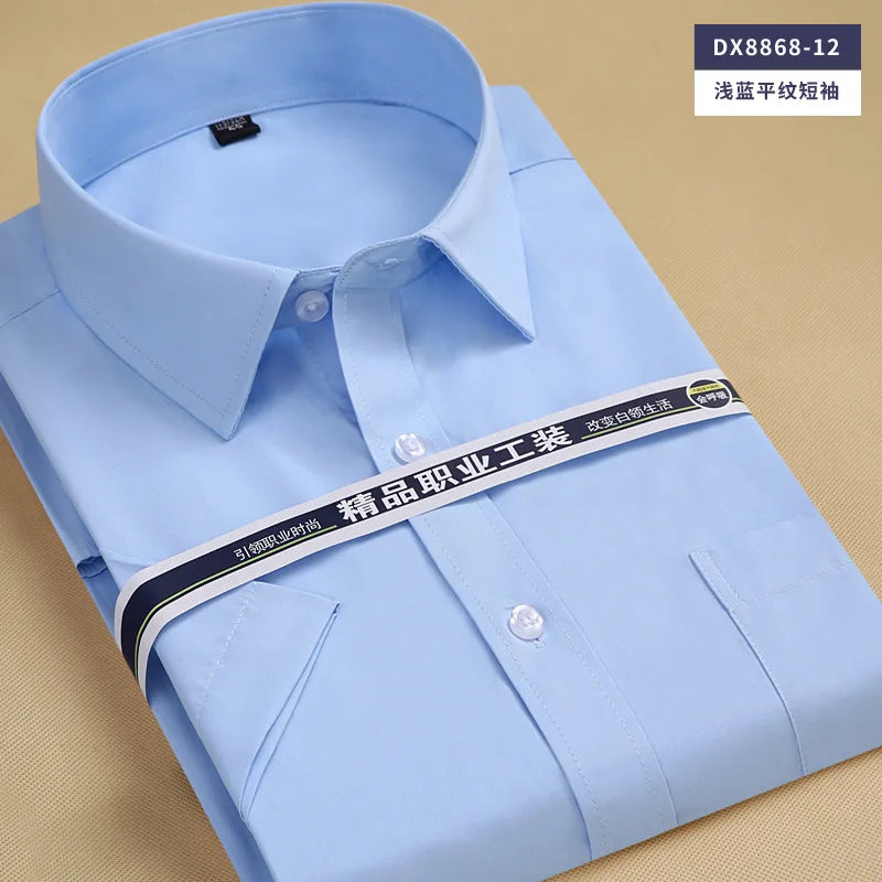 6XL7XL8XL men's short-sleeved shirt Spring/Summer thin Business casual high quality no-iron fashion cotton plus-size solid color