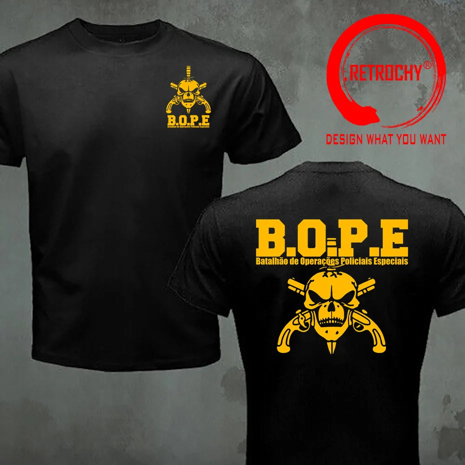 Brazil BOPE Elite Special Force T Shirt Black Beige White Cotton O-Neck Summer Short Sleeve Casual Mens T-shirt Plus Size S-6XL