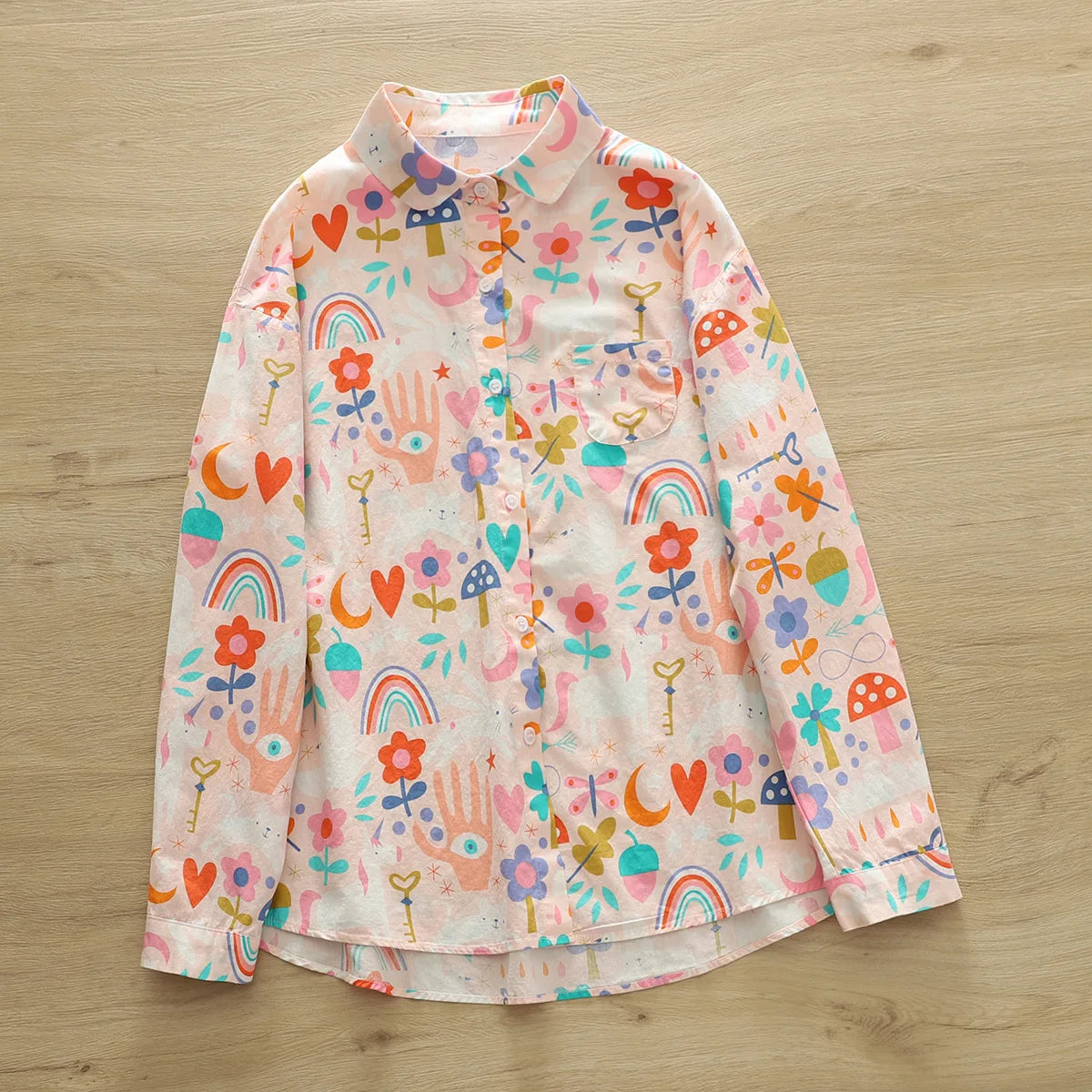 Fashion Women Printed Shirts Cotton Casual Blouses and Tops 2024 New Loose Style Exquisite Lady Long Sleeve Shirt Female Clothes
