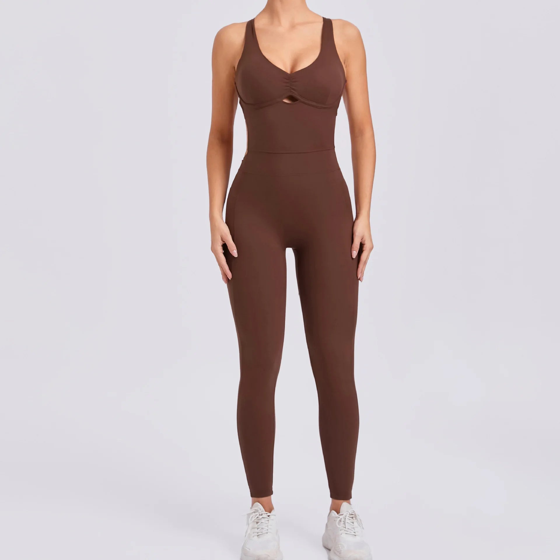 QYJNG Sport Bodycon Jumpsuits Women Sportswear One Piece Yoga Set Hollow Cross Backless Gym Fitness Overalls Training Outfit New