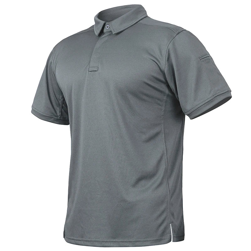 Men's Short Sleeve Tactical Shirt Casual Performance Lightweight Polo Shirt Summer Outdoor Fishing Hiking Golf Shirt USA Size