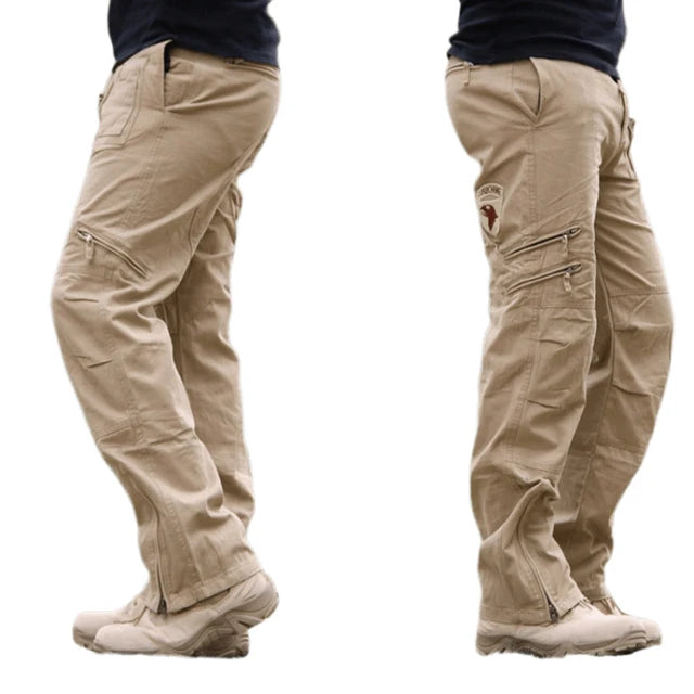 2024 Men's Cargo Pant Cotton Outdoors Tactical Pant Men Vintage Camo Green Work Many Pocket Cotton Camouflage Black Trouser