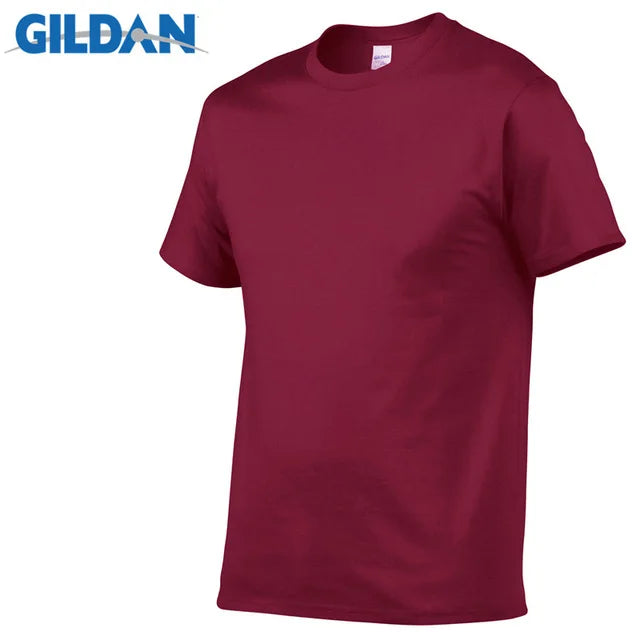 Gildan Brand Summer Casual T-Shirt Men's Short Sleeve Top 100% Cotton Solid Color Sweatshirt Comfortable Breathable Men Clothing