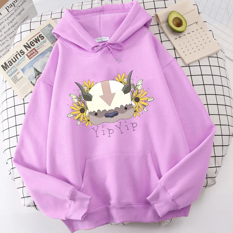 Harajuku Anime Avatar The Last Airbender Hoodies Sweatshirt Men Women Fashion Cartoon Appa Print Winter Casual Loose Men Hoody