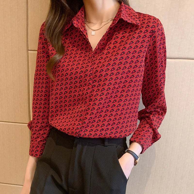 Fashion ladies shirts New elegant Women Blouses Long Sleeve Button-Down Tops blusa mujer