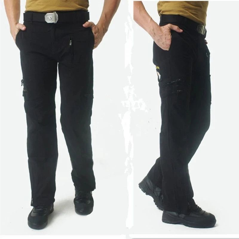 2024 Men's Cargo Pant Cotton Outdoors Tactical Pant Men Vintage Camo Green Work Many Pocket Cotton Camouflage Black Trouser