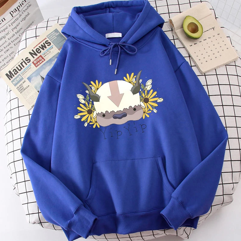 Harajuku Anime Avatar The Last Airbender Hoodies Sweatshirt Men Women Fashion Cartoon Appa Print Winter Casual Loose Men Hoody
