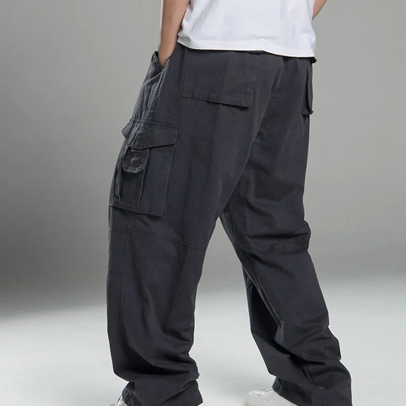 MFERLIER Loose Spring Summer Cargo Pants Men 5XL 6XL 7XL Plus Size Pants 4 Colors