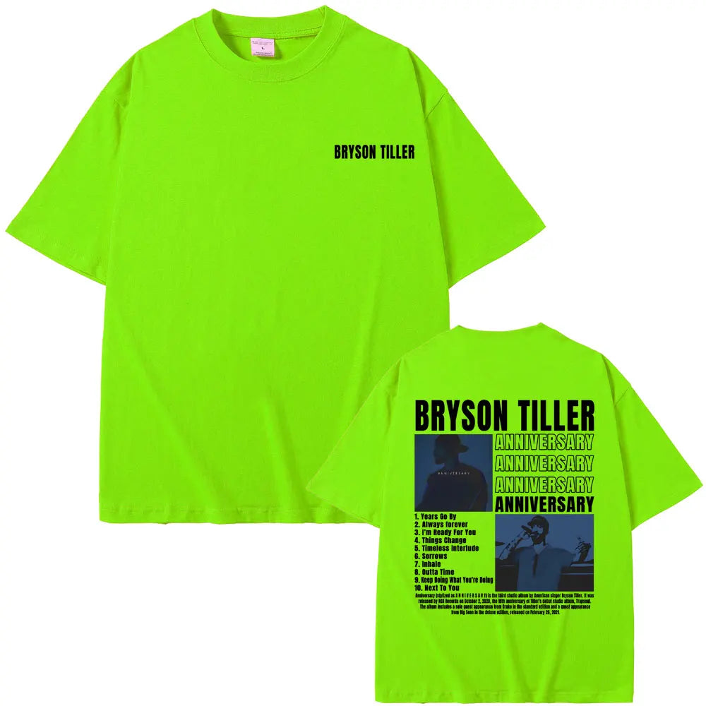 Rapper Bryson Tiller ANNIVERSARY Graphic Print T-shirts Men Women Hip Hop Vintage Oversized Tshirt Men's Casual Pure Cotton Tees