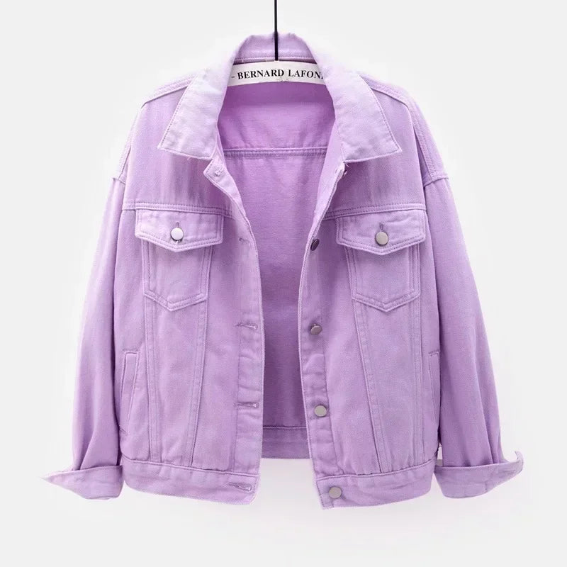 Denim Jacket Women Jeans 2025 Jean Jackets for Women Coat Veste Femme Purple White Yellow Mujer Red Pink Blue Black 3xl 4xl 2025