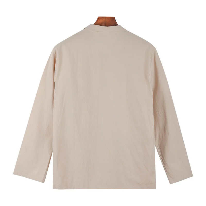 Cotton Linen Men's Extremely Thin Jacket Summer Solid Color Lapel Shirt Casual Coat Men Clothing Loose Beach Cardigan