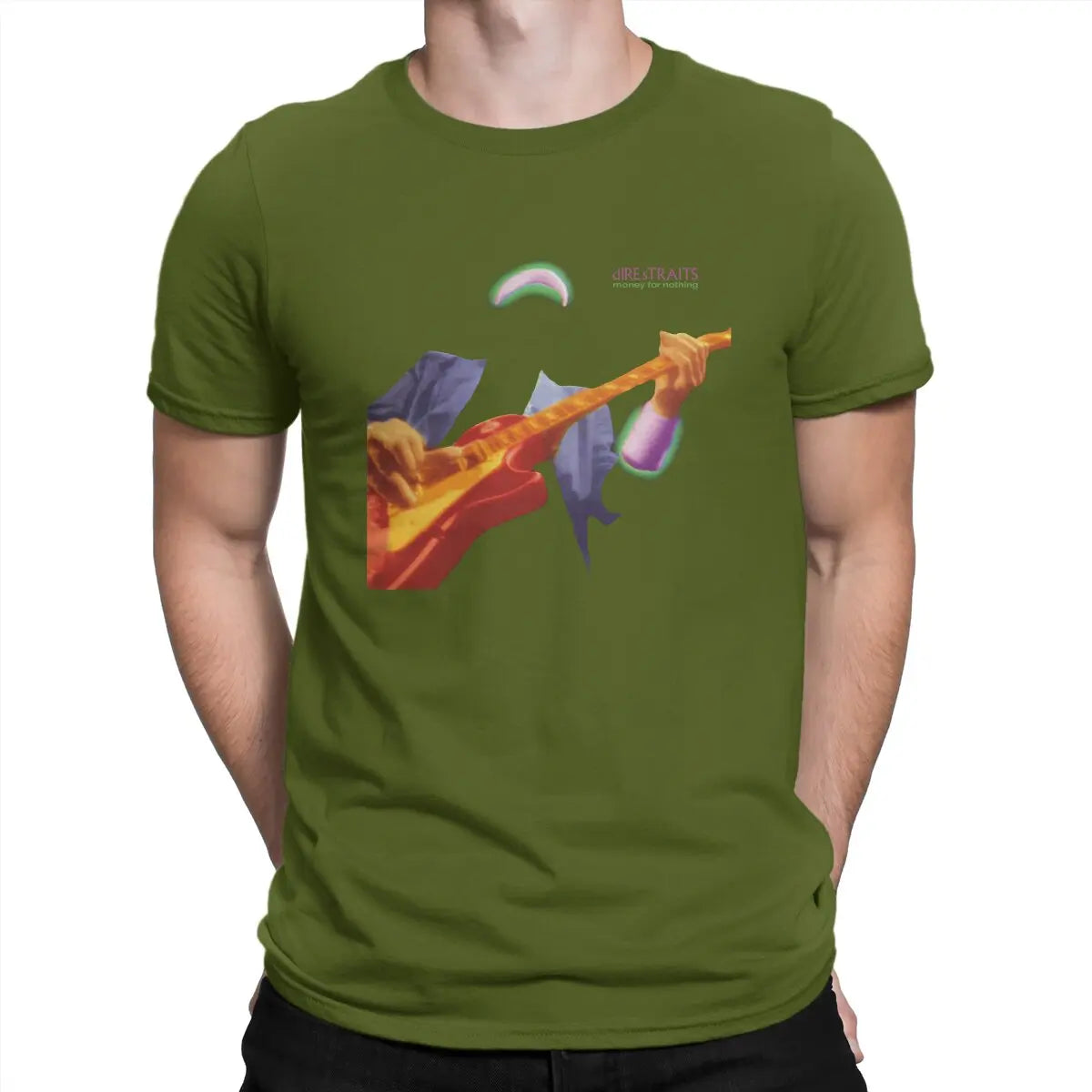 Funny Money For Nothing Music T-Shirts Men O Neck 100% Cotton T Shirts Dire Straits Band Short Sleeve Tees 6XL Clothes