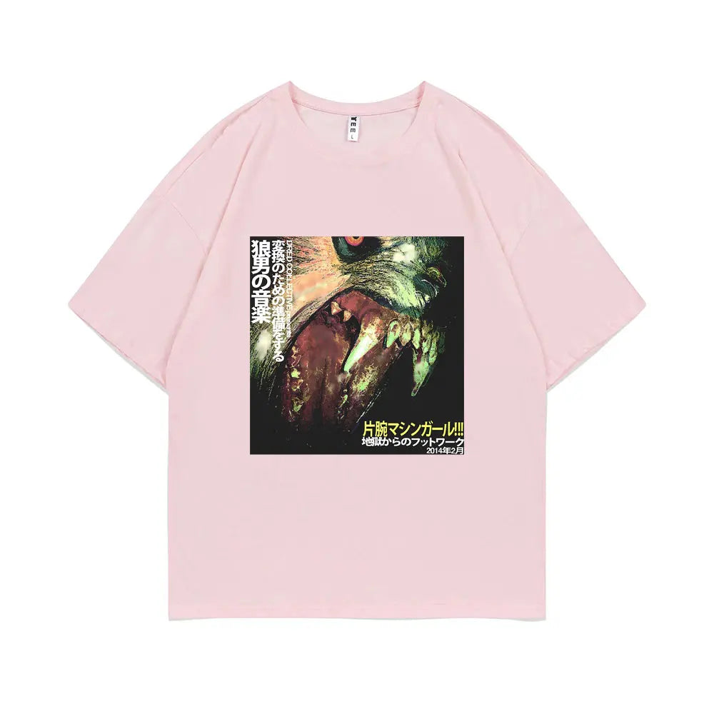 Machine Girl WLFGRL Ghost Graphic T-shirt Men Women Rock Electronic Music O-collar T Shirts Male Casual Pure Cotton Short Sleeve