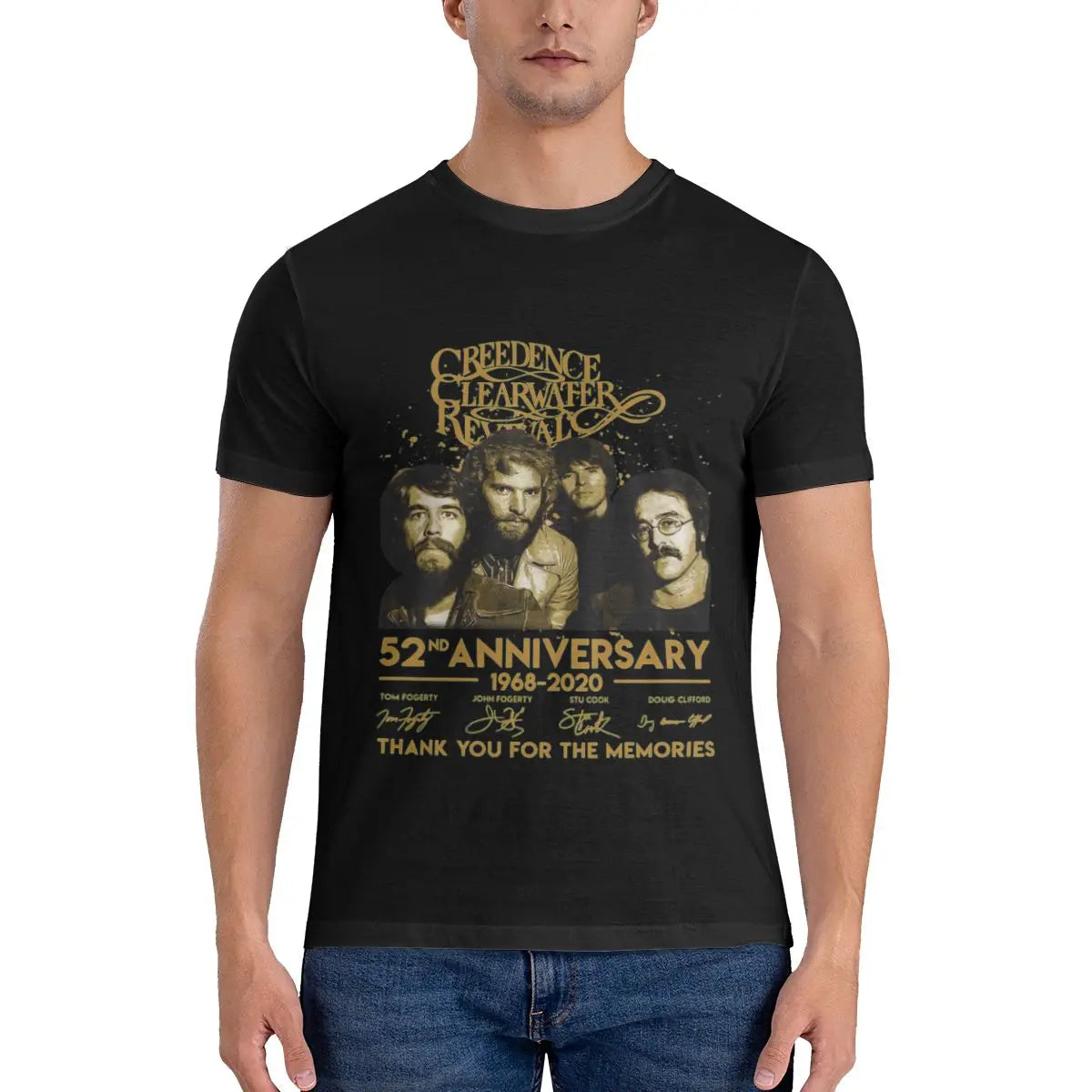 Funny 52 Years Creedence Clearwater Revival Classic Men's T-shirt Printed Tops are loose and slim fit Women's T-shirts