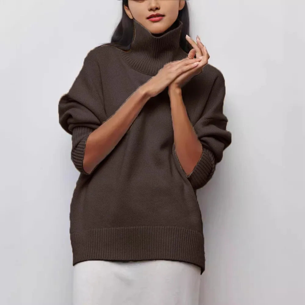 Autumn Winter Casual Fleece Thickened Warm Sweater Women's Turtleneck Solid Sweater Knitting Pullovers Rollneck Slim Fit Top