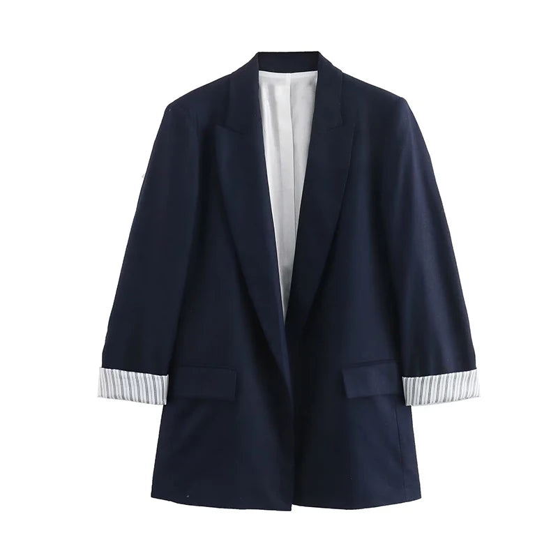 Willshela Women Fashion With Pockets Solid Blazer Vintage Notched Neck Long Sleeves Female Chic Lady Outfits