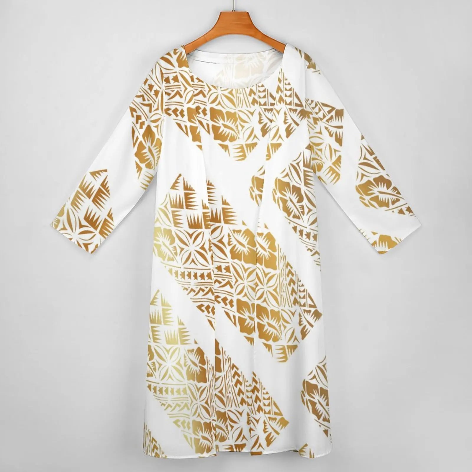 New high stretch two piece dress set women clothing custom Big people polynesian dress & Kimono cloak set women's cardigan suit